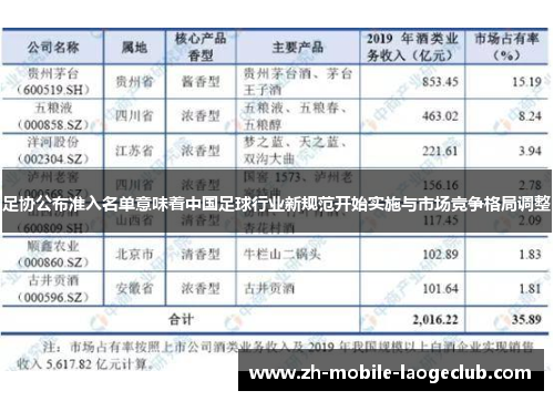 足协公布准入名单意味着中国足球行业新规范开始实施与市场竞争格局调整