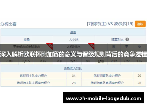 深入解析欧联杯附加赛的意义与晋级规则背后的竞争逻辑