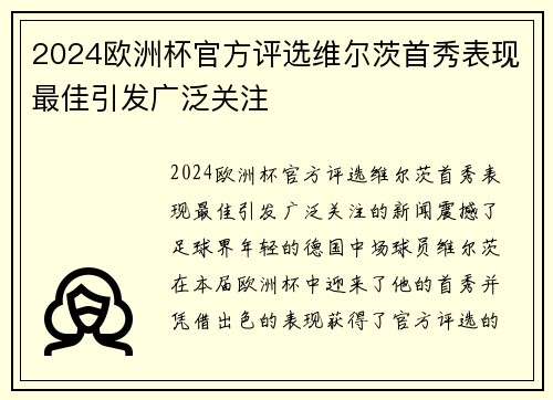 2024欧洲杯官方评选维尔茨首秀表现最佳引发广泛关注